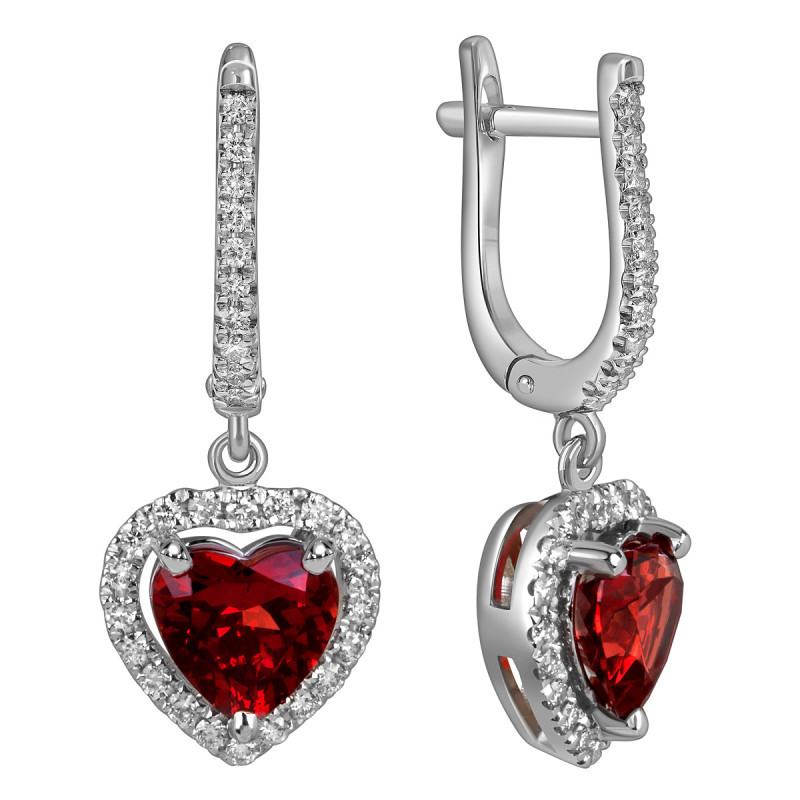 Серьги из белого золота с бриллиантами и грантами 