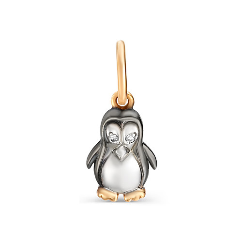 Детский кулон из комбинированного золота с чернением и фианитами 