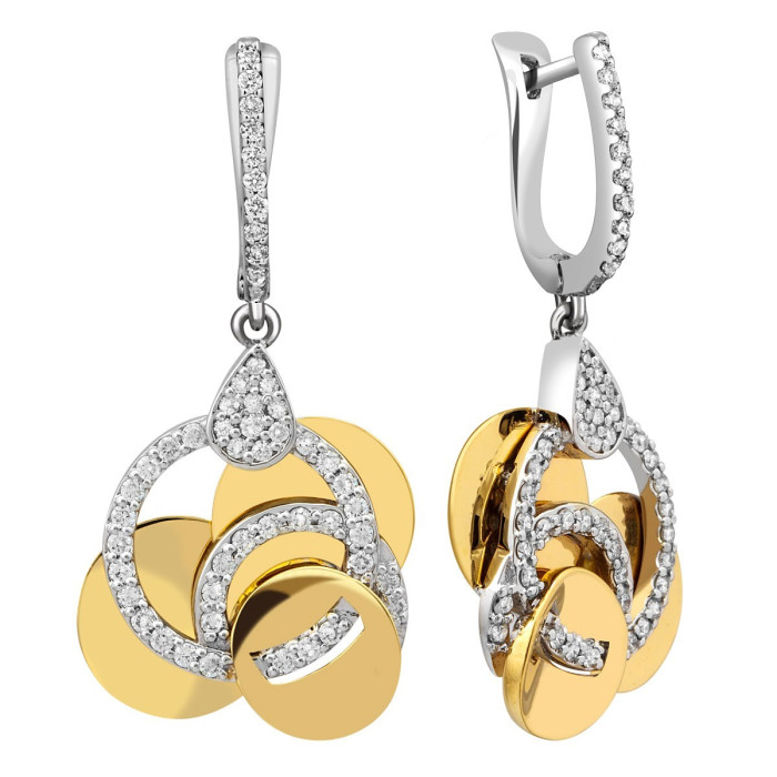 Серьги из комбинированного золота с бриллиантами (025855)