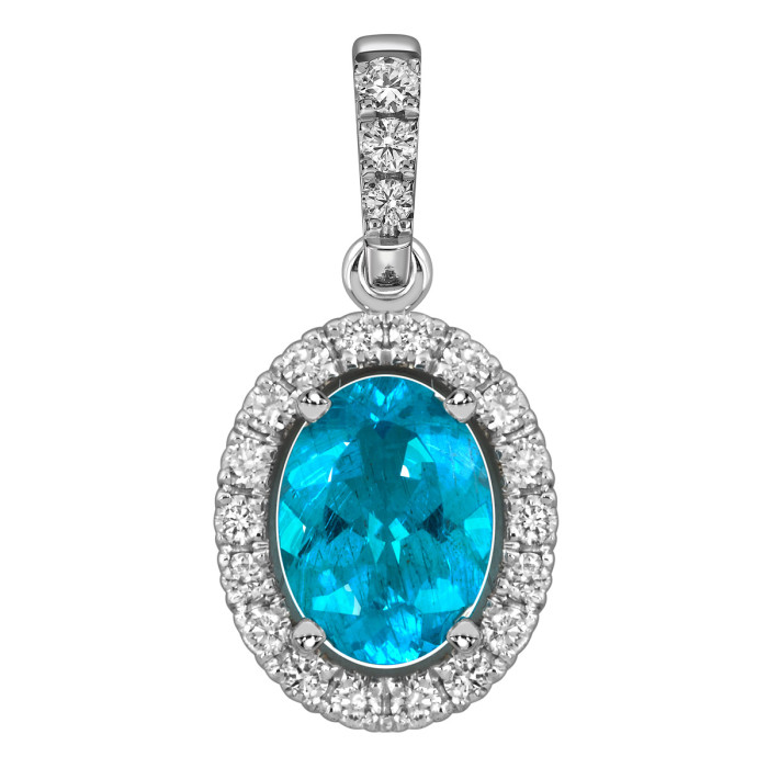 Кулон из белого золота с бриллиантами и топазом (058823)
