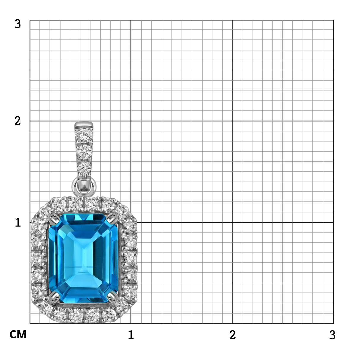 Кулоно из белого золота с бриллиантами и топазом (058822)