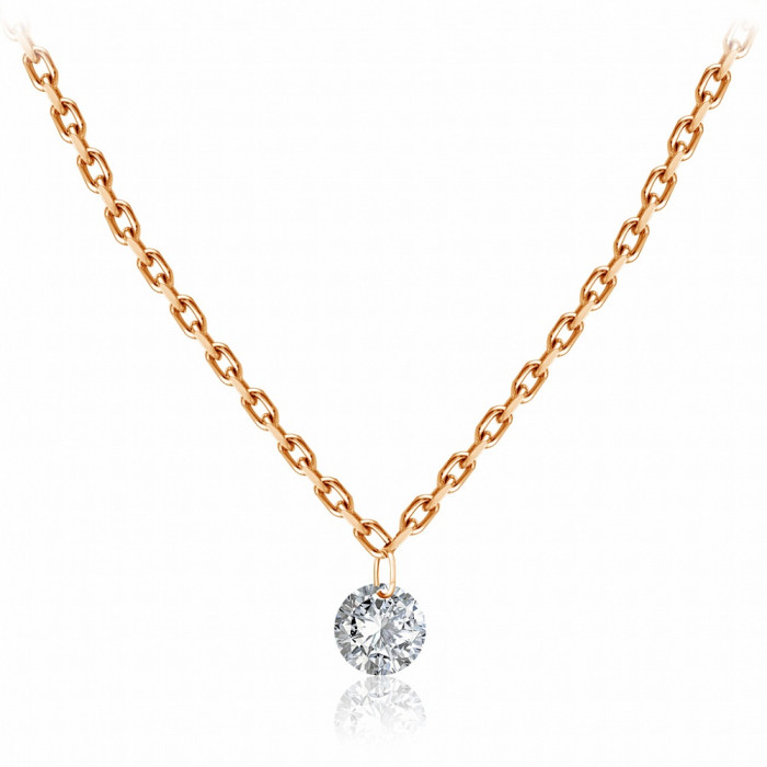 Колье из красного золота с бриллиантом (047746)