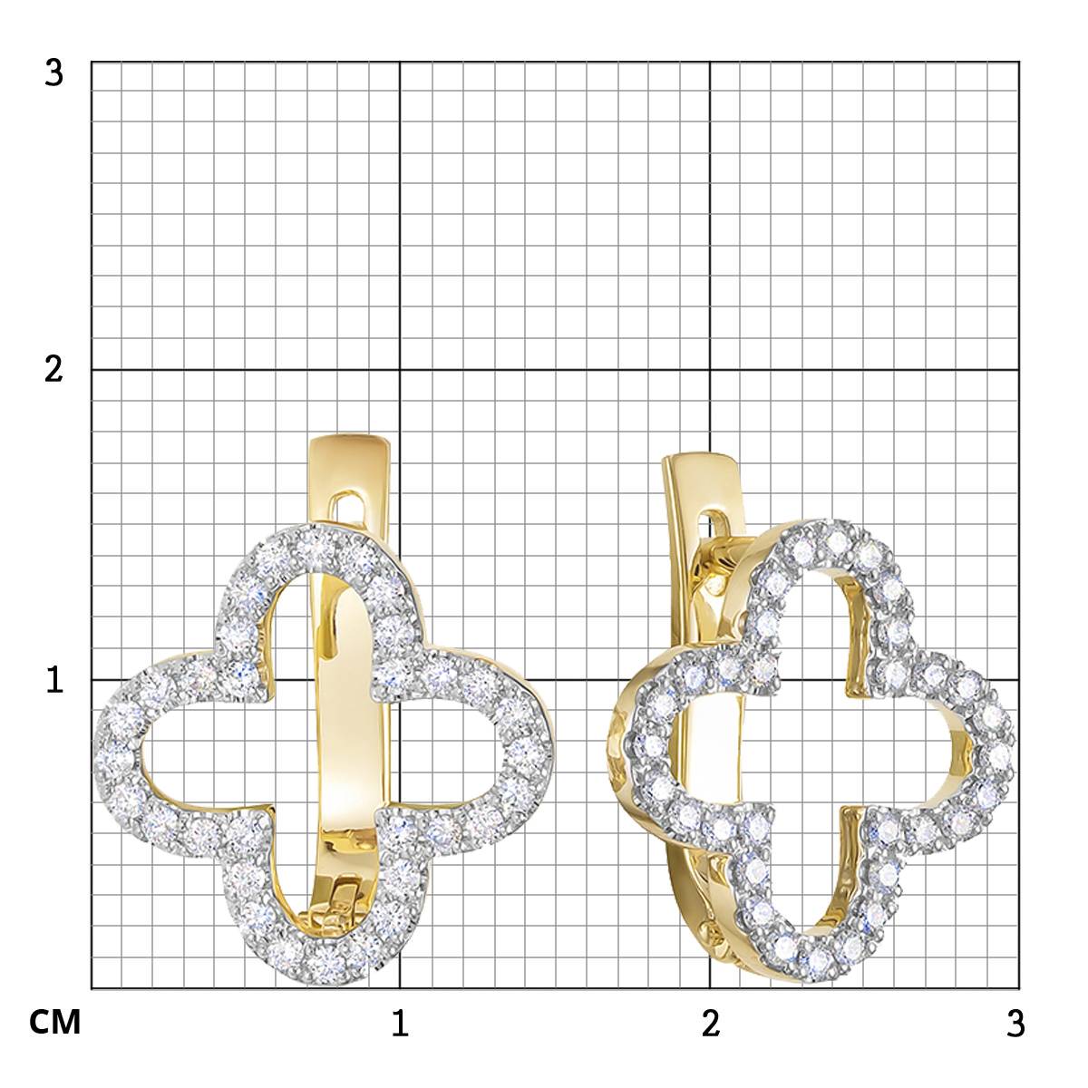 Серьги из жёлтого золота с бриллиантами (050752)