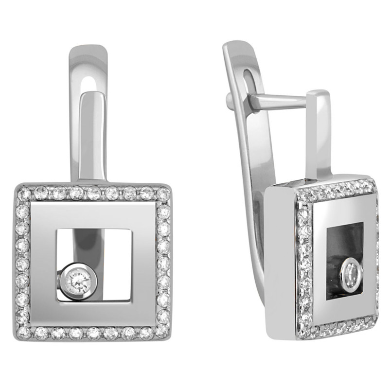 Серьги из белого золота с бриллиантами (043011)