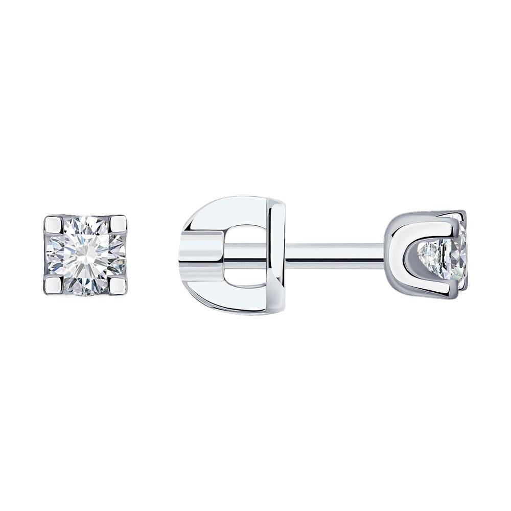 Серьги пусеты из белого золота с бриллиантами (052963)