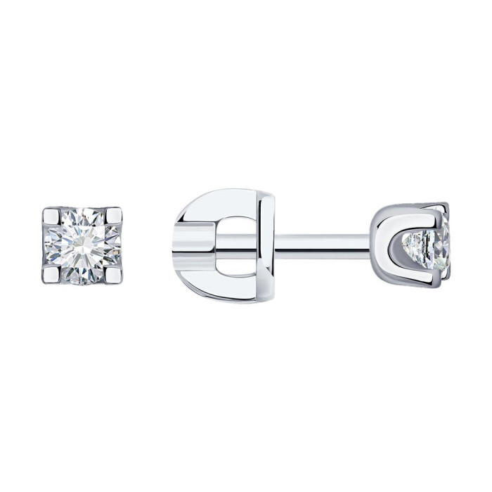 Серьги пусеты из белого золота с бриллиантами (052963)