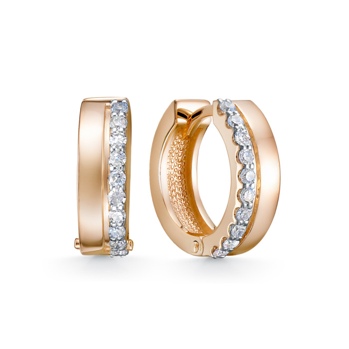 Серьги конго из красного золота с бриллиантами (053045)