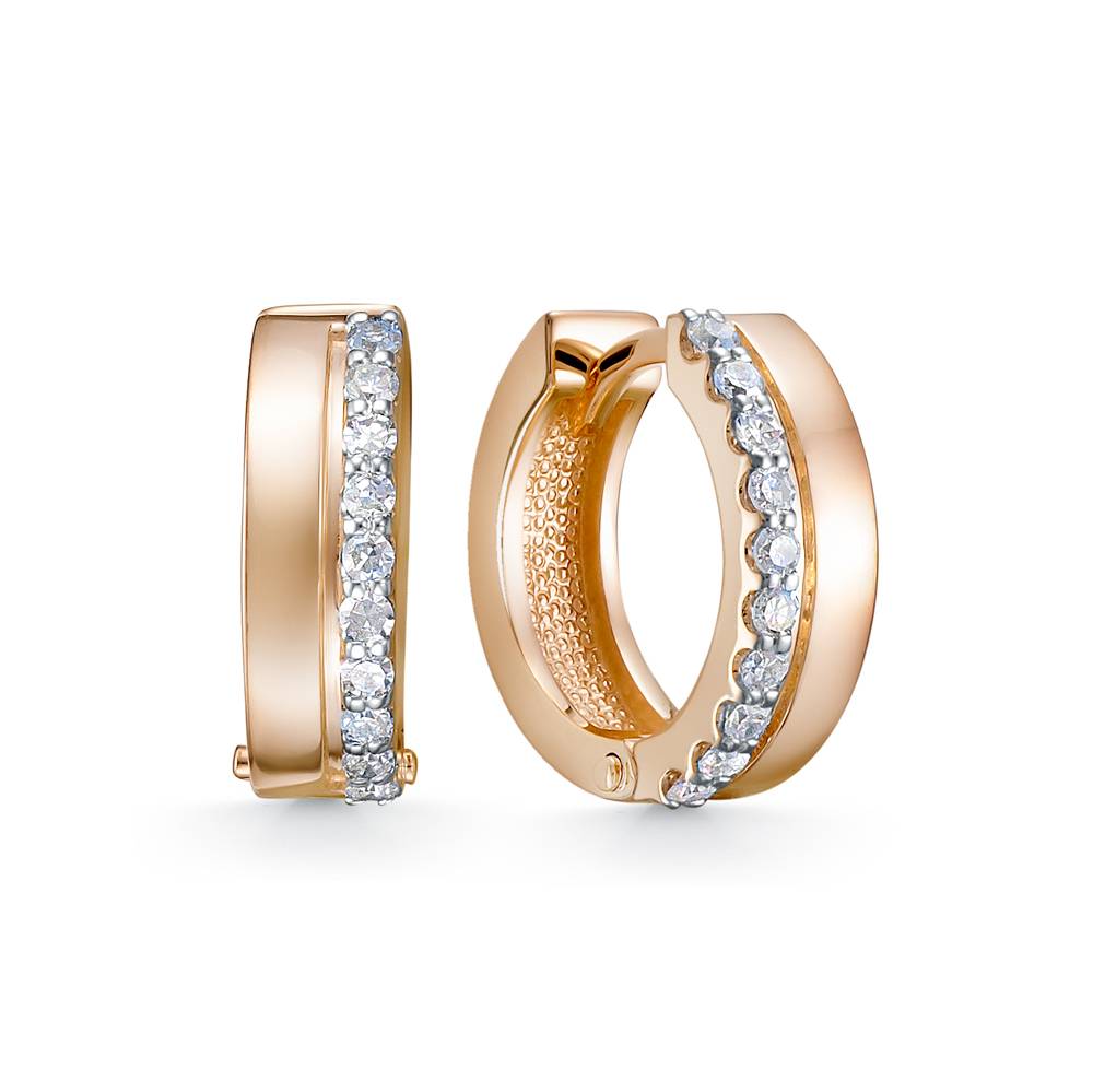 Серьги конго из красного золота с бриллиантами (053045)