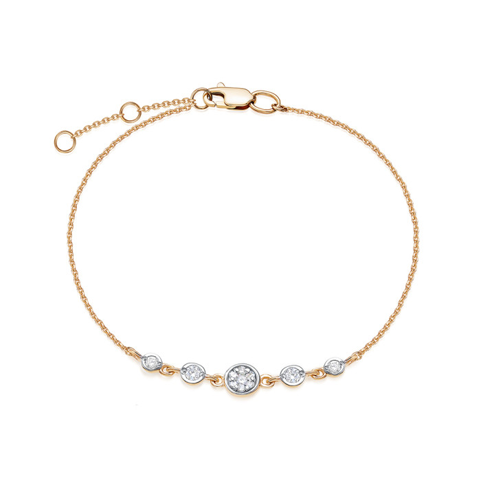 Браслет из красного золота с бриллиантами (054014)