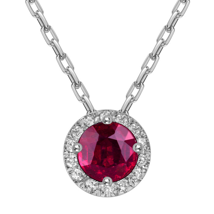 Серьги из белого золота с бриллиантами и рубином (060854)