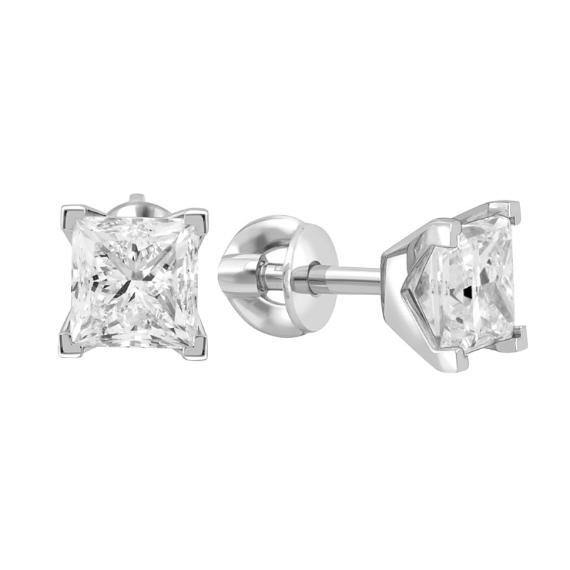 Серьги пусеты из белого золота с бриллиантами (047306)