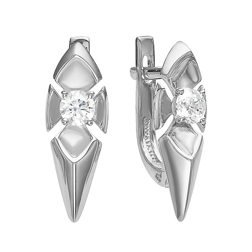 Серьги из белого золота с бриллиантами (039905)