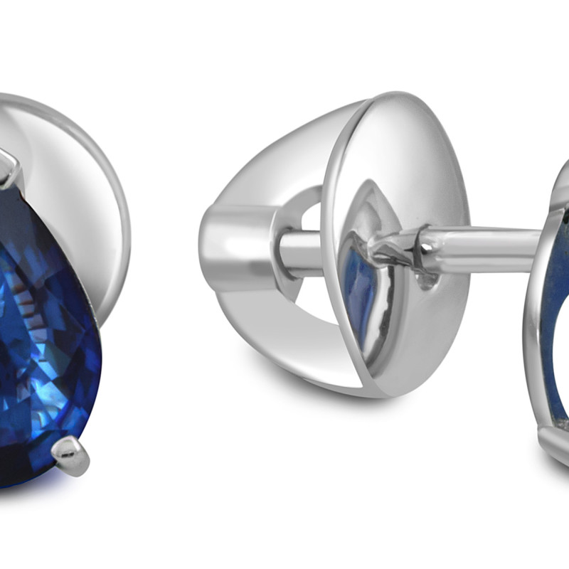 Серьги пусеты из платины с сапфирами (054375)