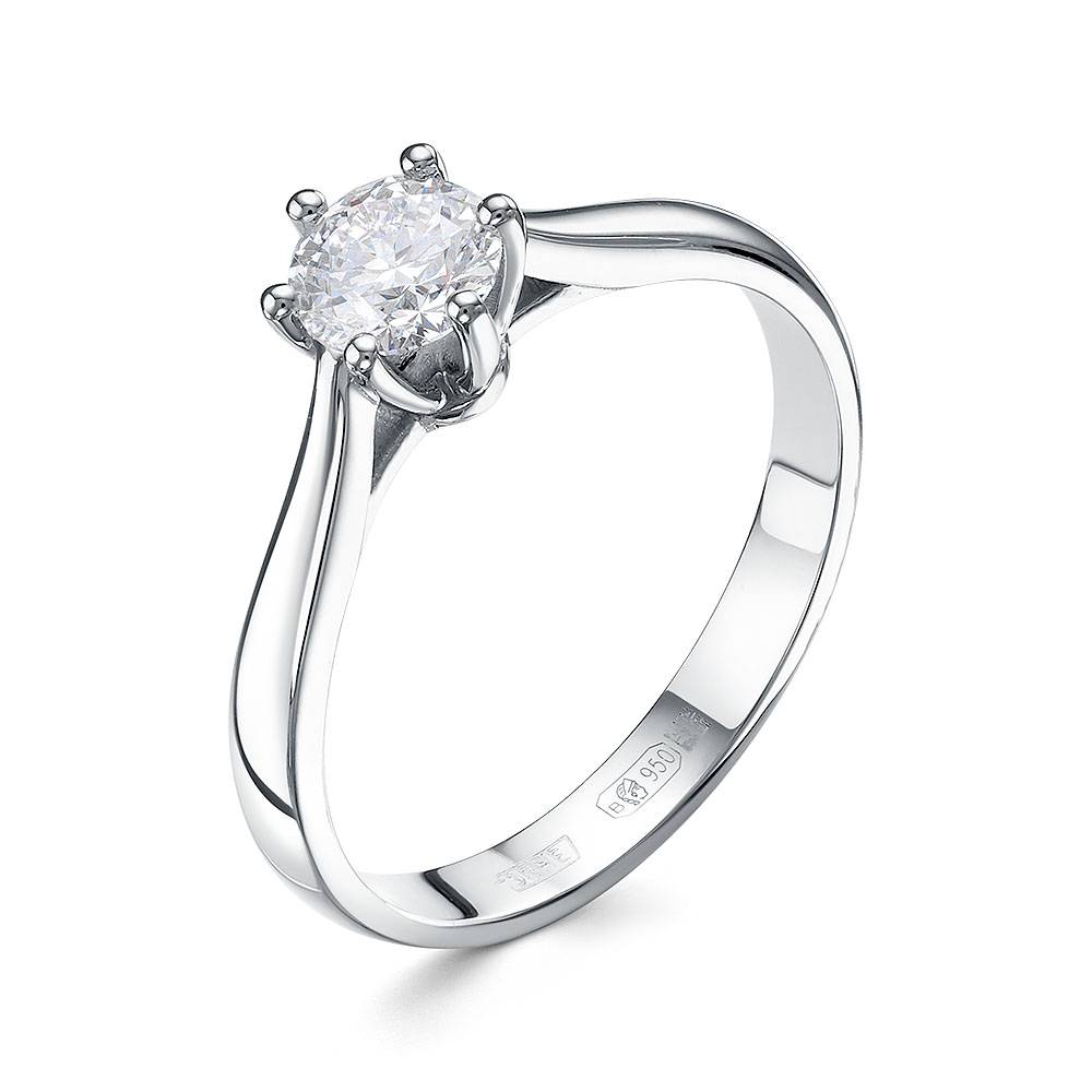 Помолвочное кольцо из платины с бриллиантом (058694)