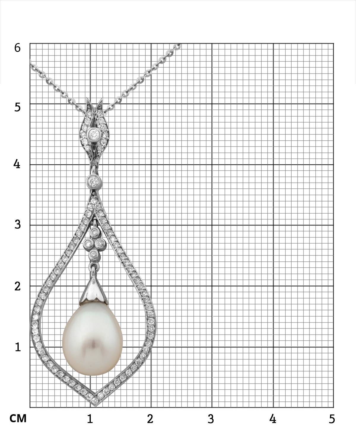 Колье из белого золота с бриллиантами и жемчугом (002417)