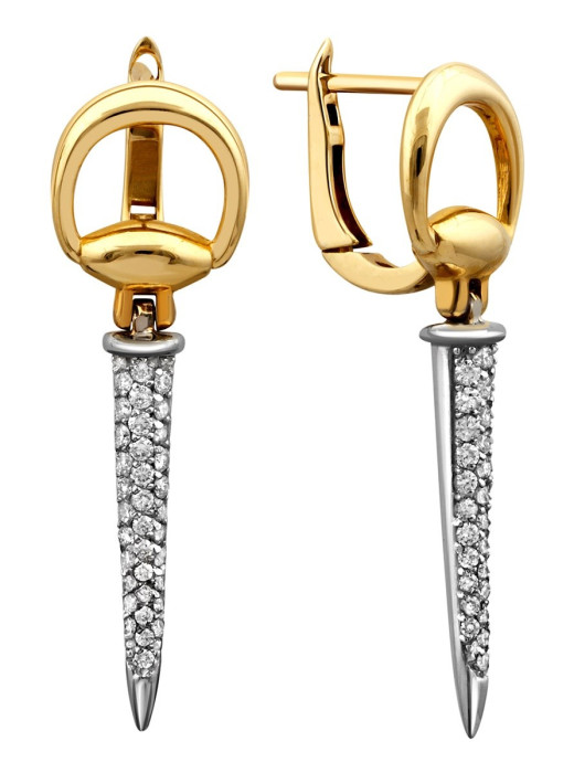 Серьги из комбинированного золота с бриллиантами (025224)