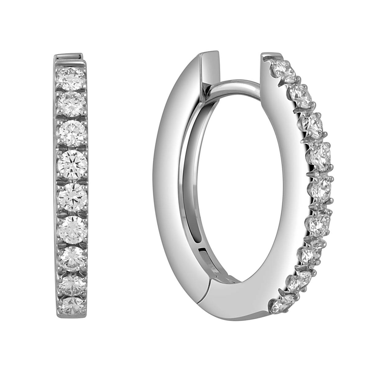 Серьги конго из белого золота с бриллиантами 