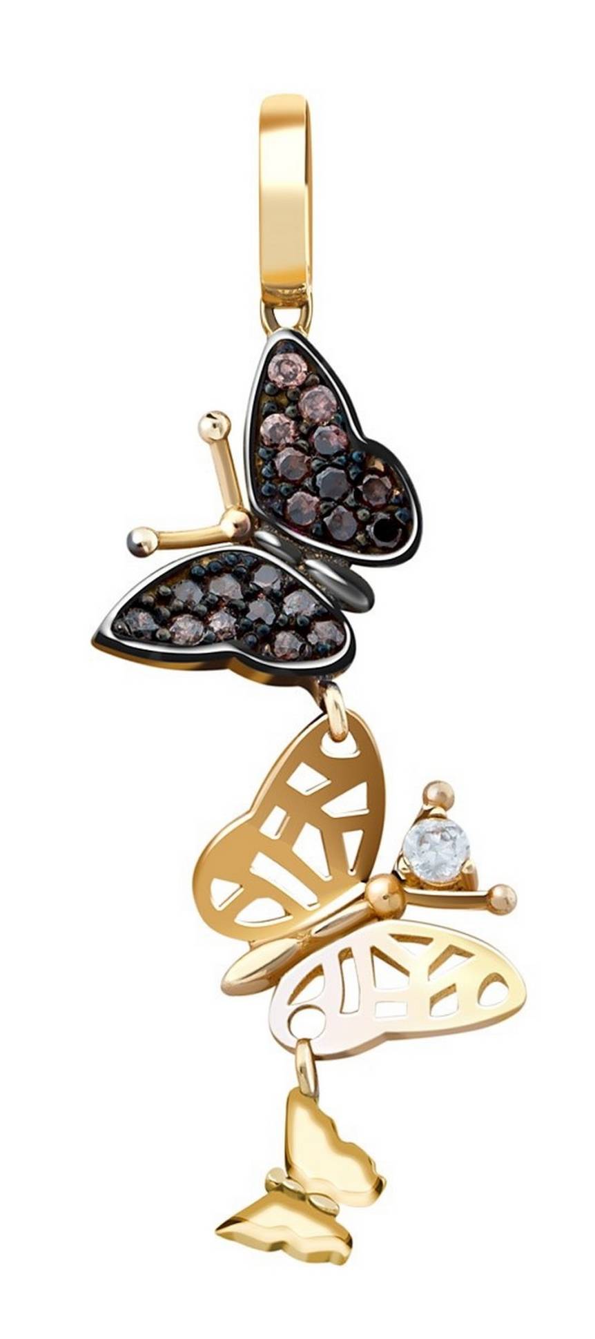 Кулон из жёлтого золота с фианитами (018158)