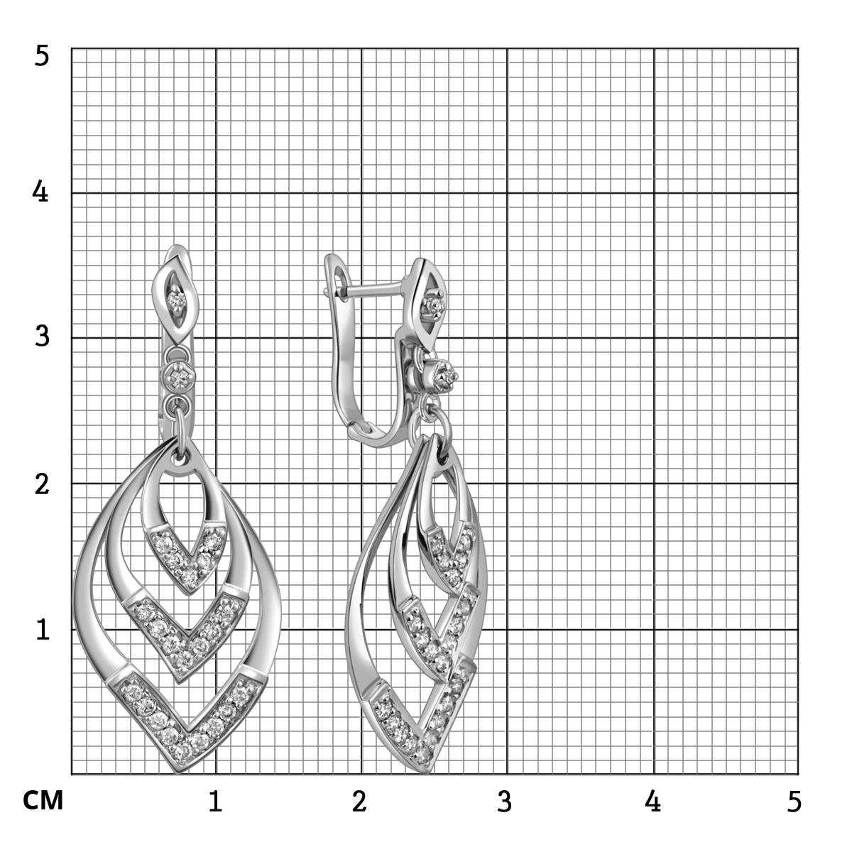 Серьги из белого золота с бриллиантами (038639)