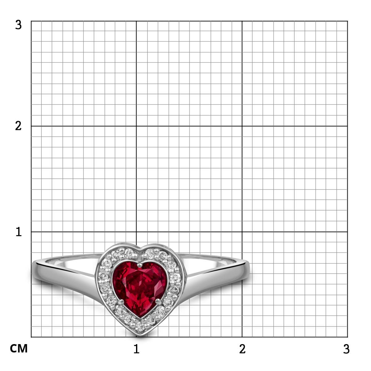 Помолвочное кольцо из платины с бриллиантами и рубином 