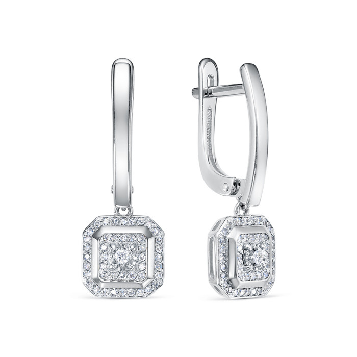 Серьги из белого золота с бриллиантами (060402)