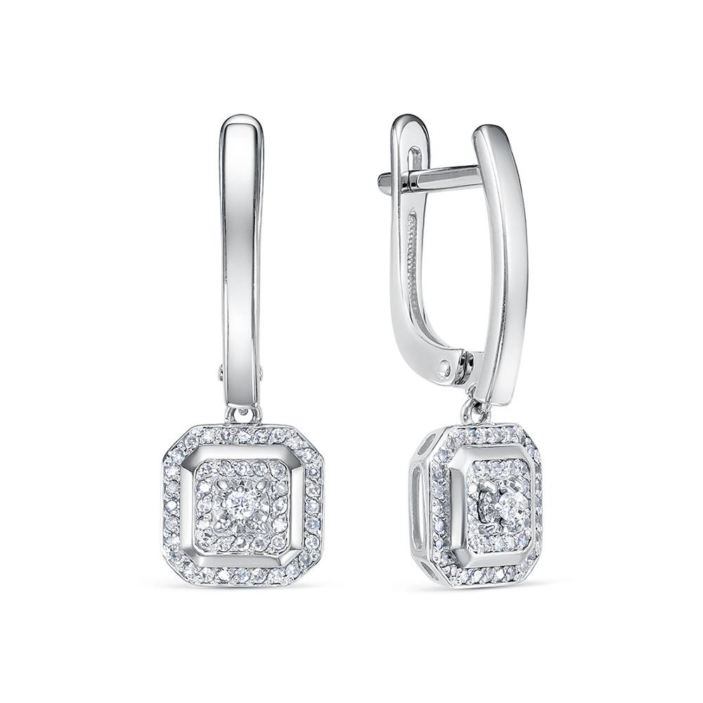 Серьги из белого золота с бриллиантами (060402)