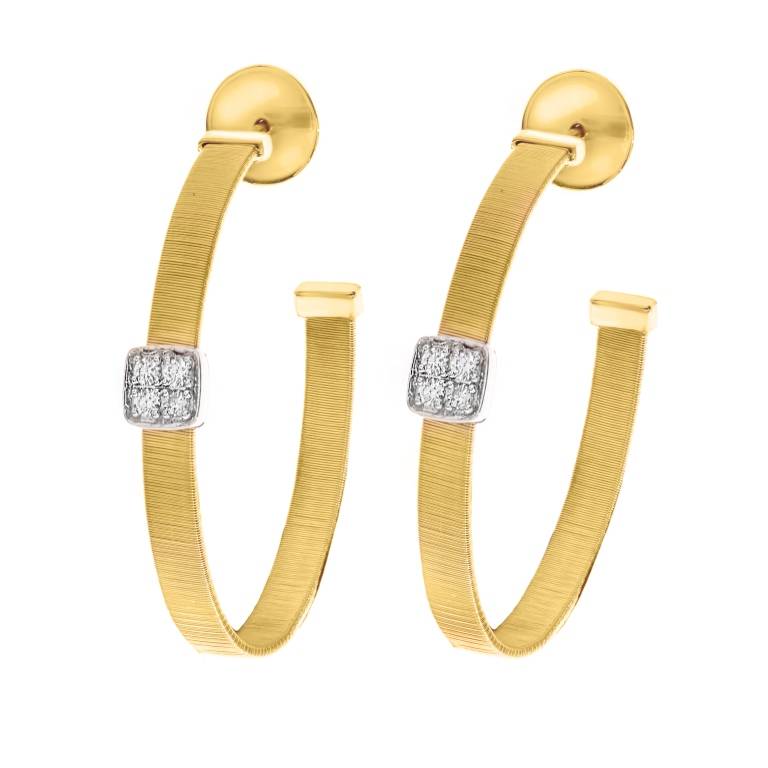 Серьги конго из жёлтого золота с бриллиантами (050721)