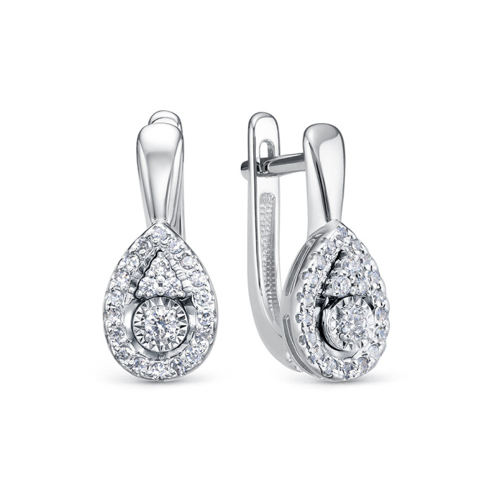 Серьги из белого золота с бриллиантами (060404)