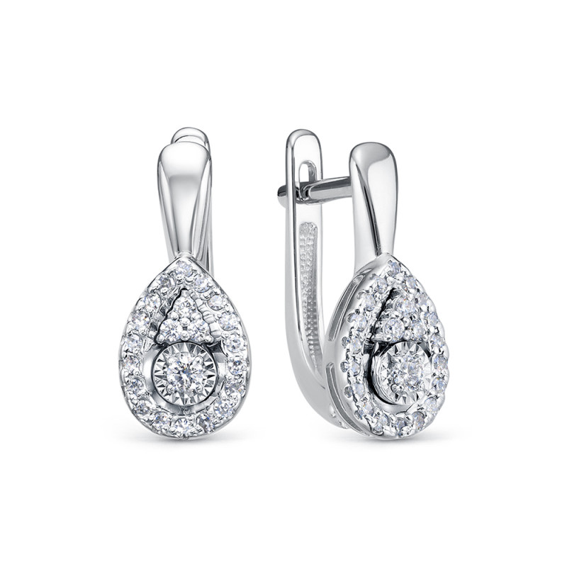 Серьги из белого золота с бриллиантами (060404)