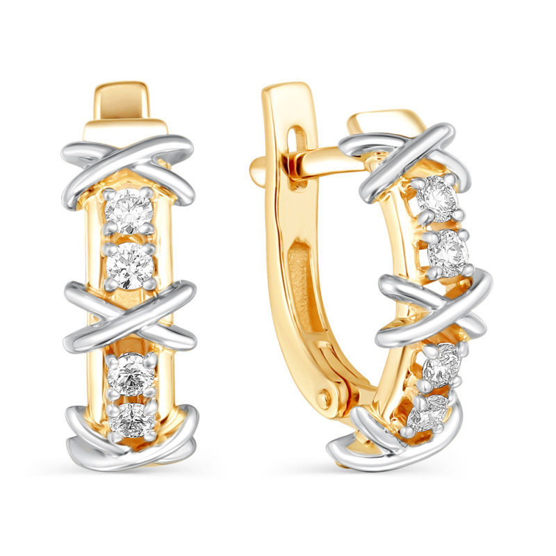 Серьги из красного золота с бриллиантами (059871)