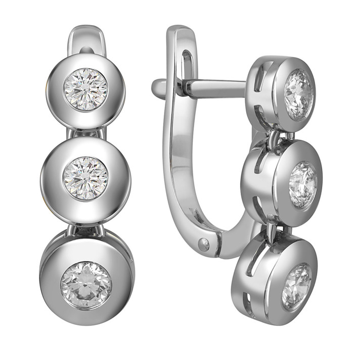 Серьги из белого золота с бриллиантами (025685)