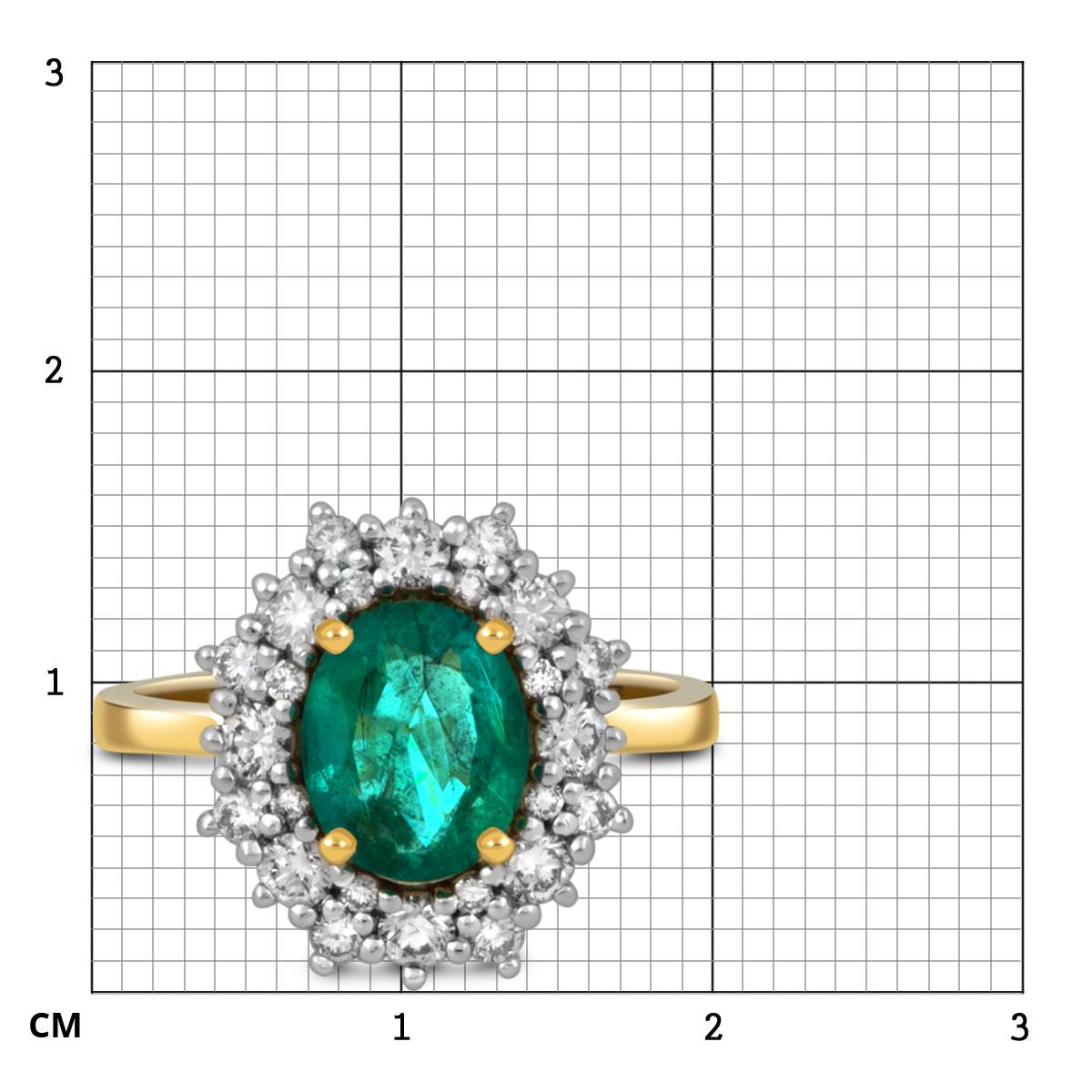 Кольцо из жёлтого золота с бриллиантами и изумрудом (052370)