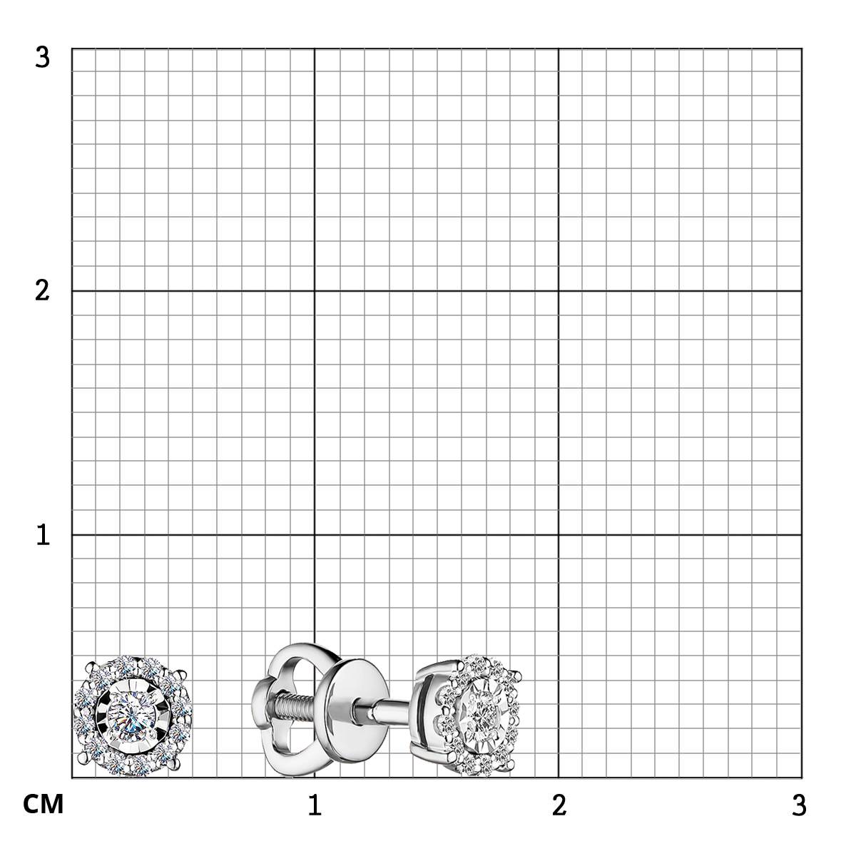 Серьги пусеты из белого золота с бриллиантами (055178)