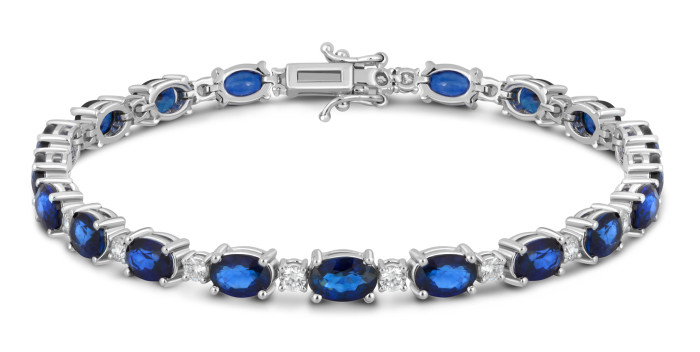 Браслет из белого золота с бриллиантами  и сапфирами (039460)