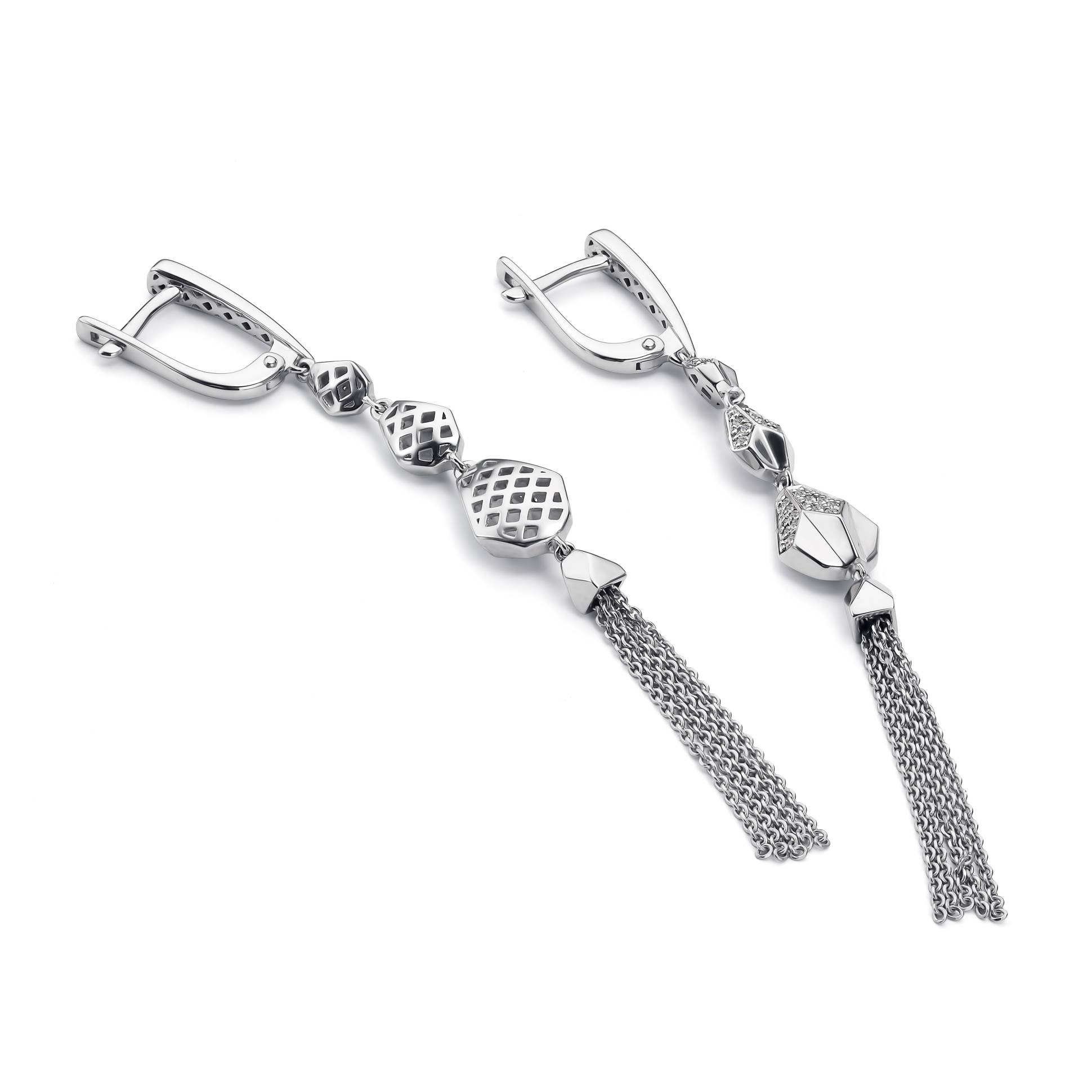 Серьги из белого золота с бриллиантами (049262)
