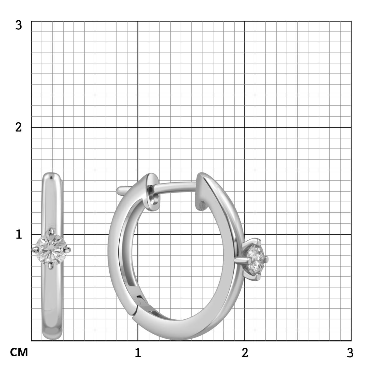 Серьги конго из платины с бриллиантами (054323)