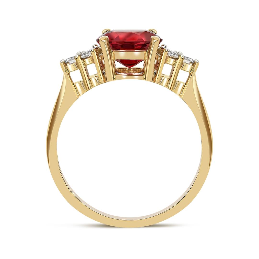 Кольцо из жёлтого золота с бриллиантами и рубином (060335)