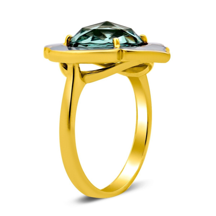 Кольцо из жёлтого золота с кварцем и перламутром (026810)