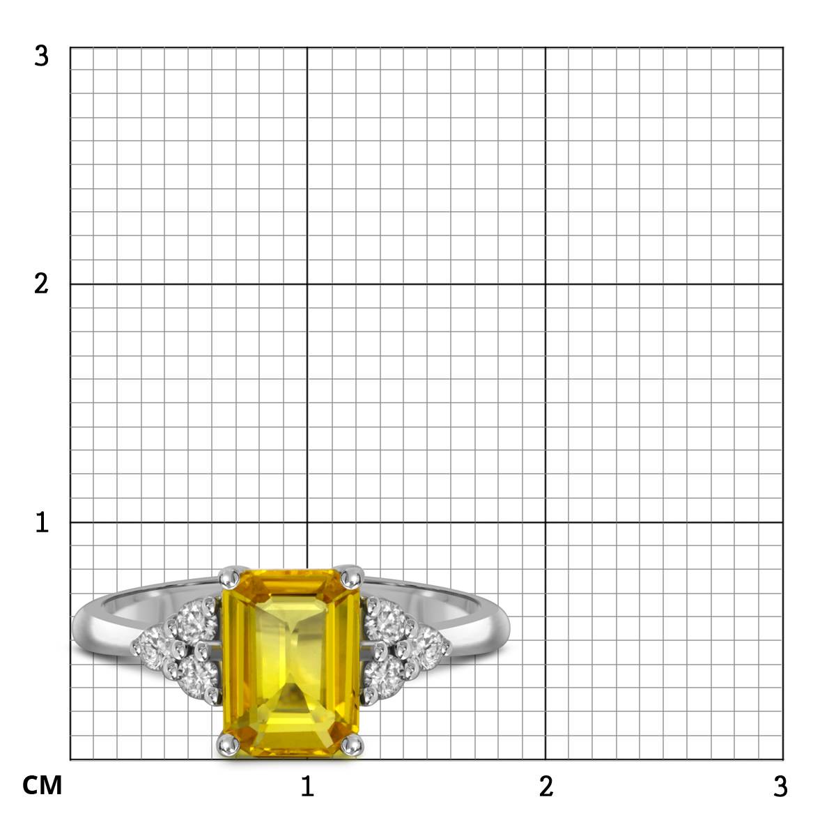 Кольцо из белого золота с бриллиантами и жёлтым сапфиром (055721)