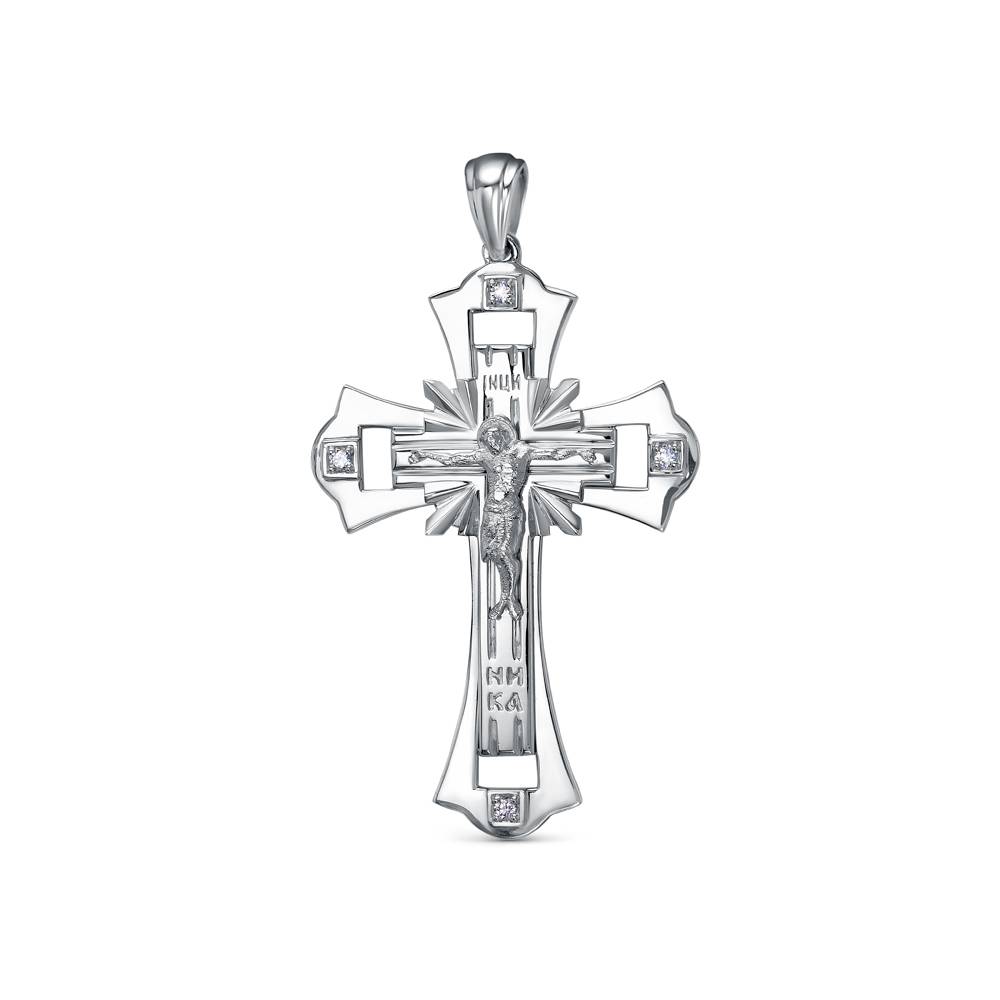 Кулон крест из платины с бриллиантами (058022)