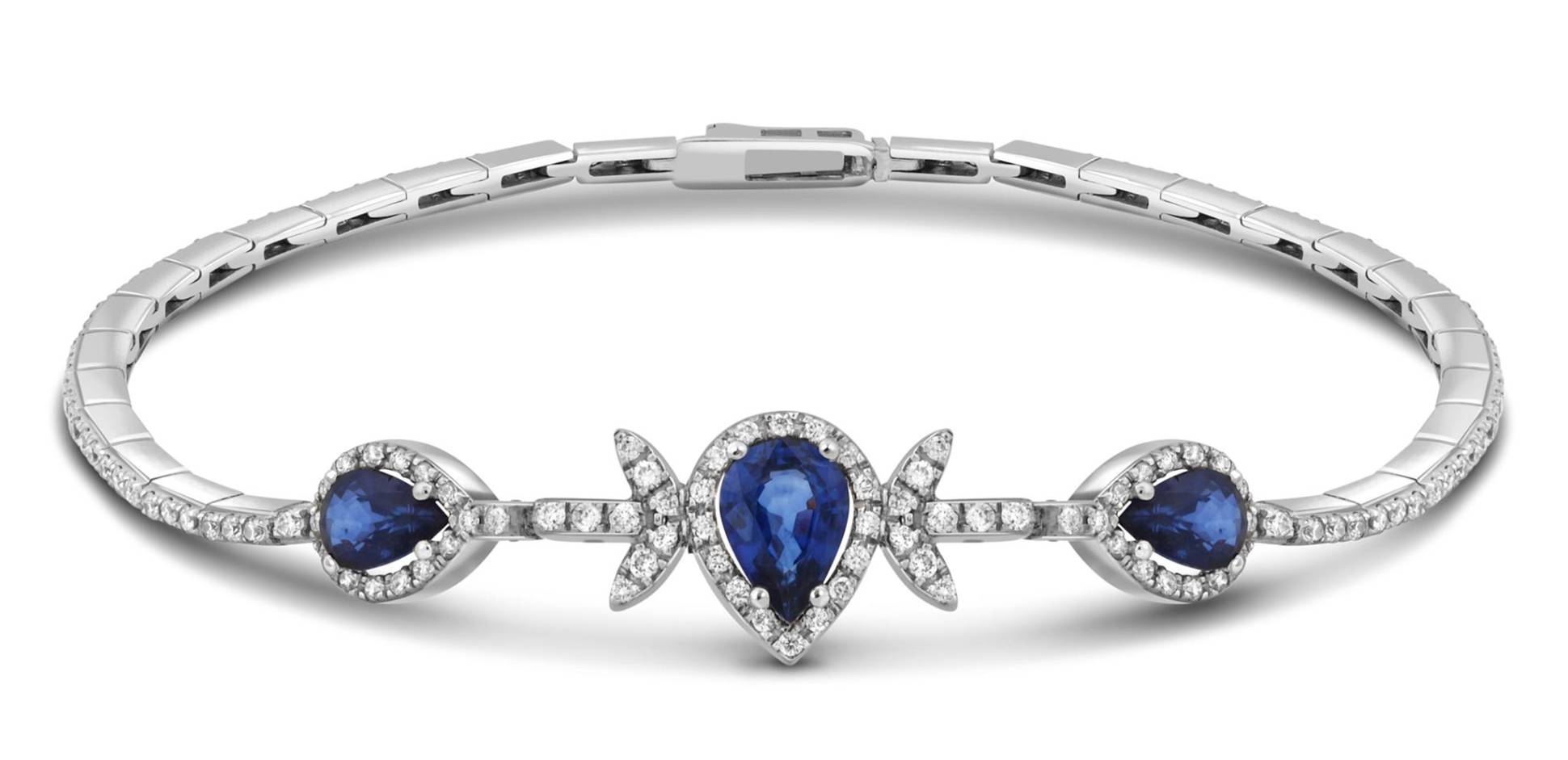 Браслет из белого золота с бриллиантами и сапфирами (014176)