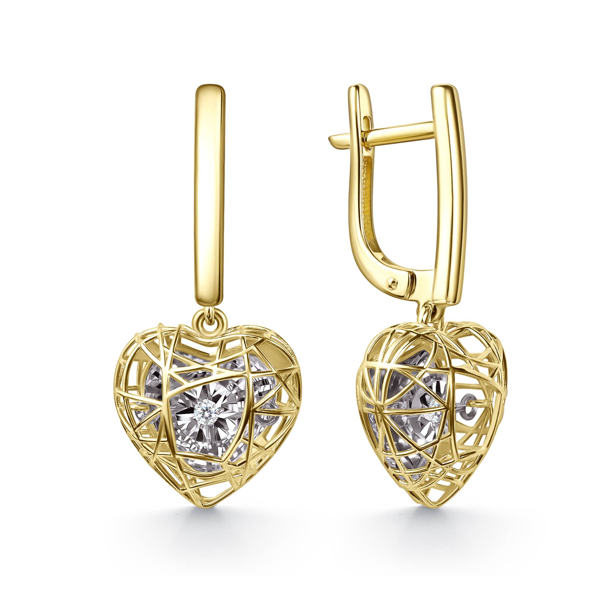 Серьги жёлтого золота с бриллиантами (062925)