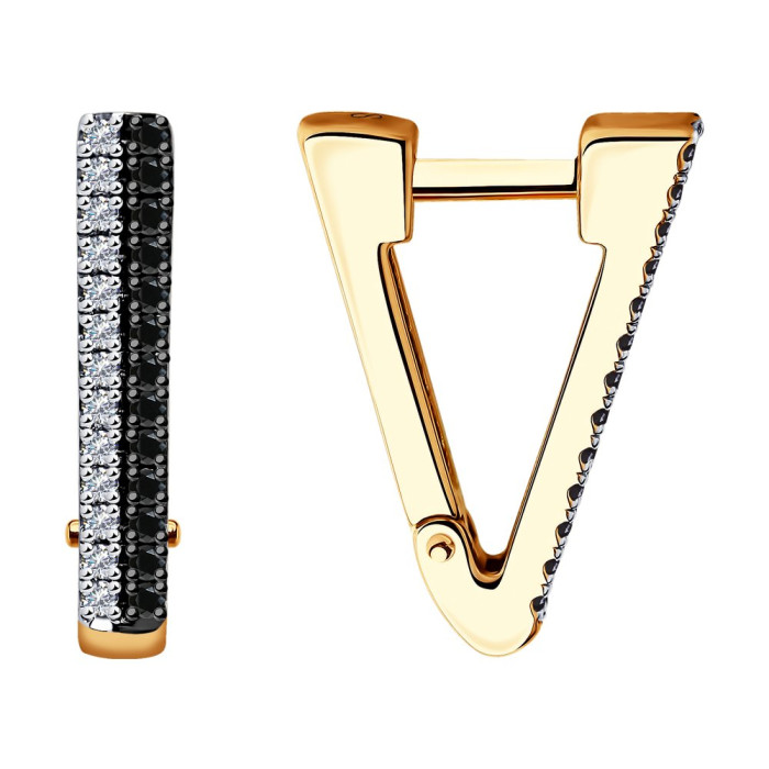 Серьги из красного золота с бриллиантами (048721)