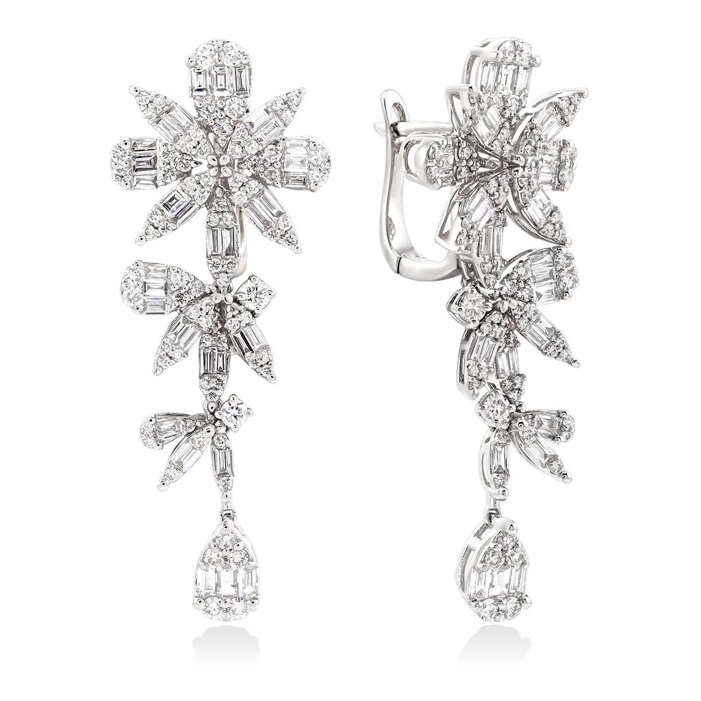 Серьги из белого золота с бриллиантами (052314)