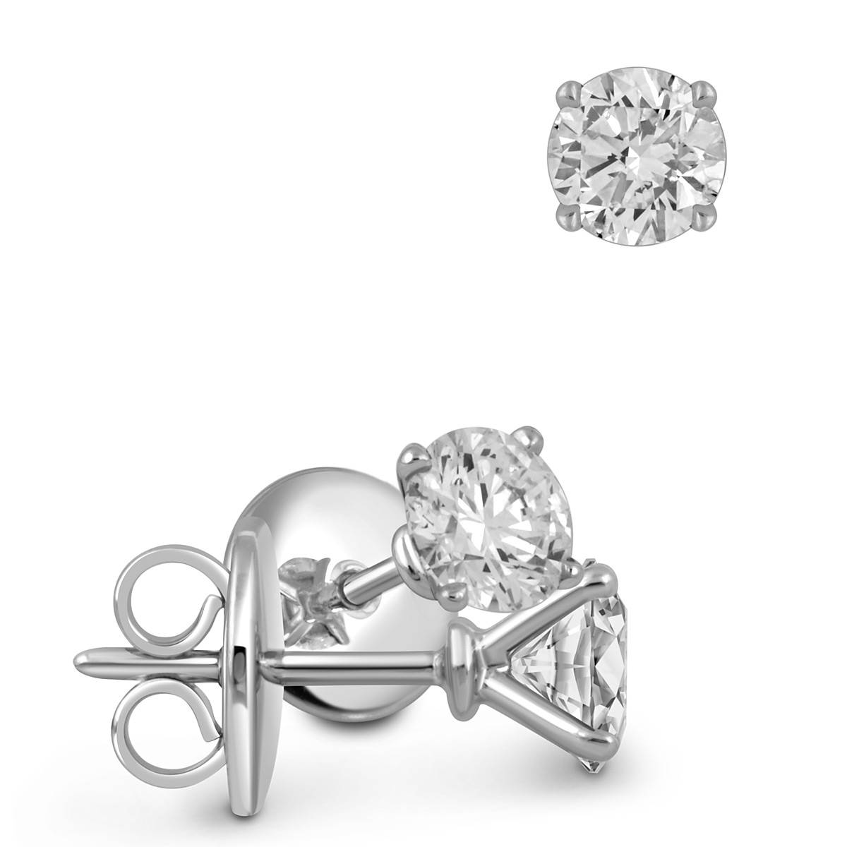 Серьги пусеты из белого золота с бриллиантами 