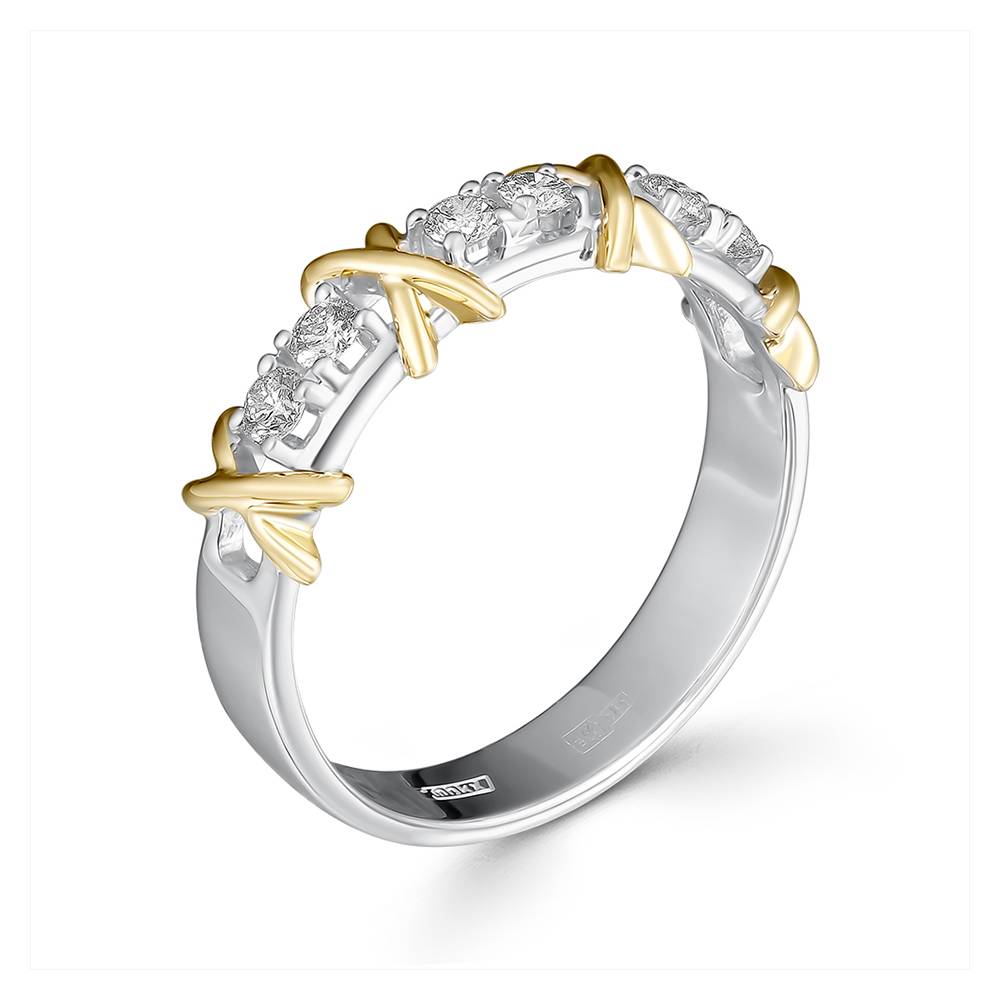 Кольцо из комбинированного золота с бриллиантами (056169)