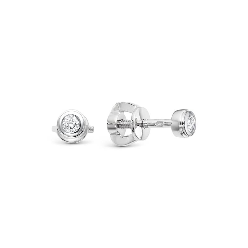 Серьги пусеты из белого золота с бриллиантами (043522)