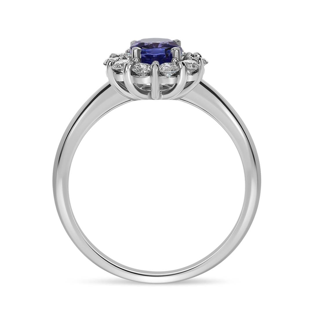 Кольцо из белого золота с бриллиантами и танзанитом (062665)