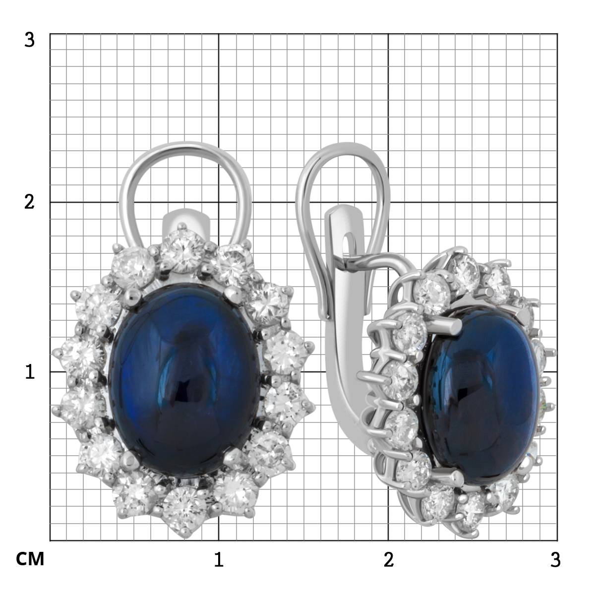 Серьги из белого золота с бриллиантами и сапфирами (013742)