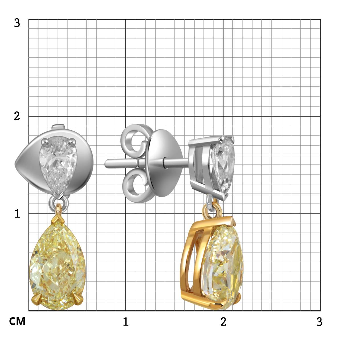 Серьги пусеты из комбинированного золота с бриллиантами (053563)